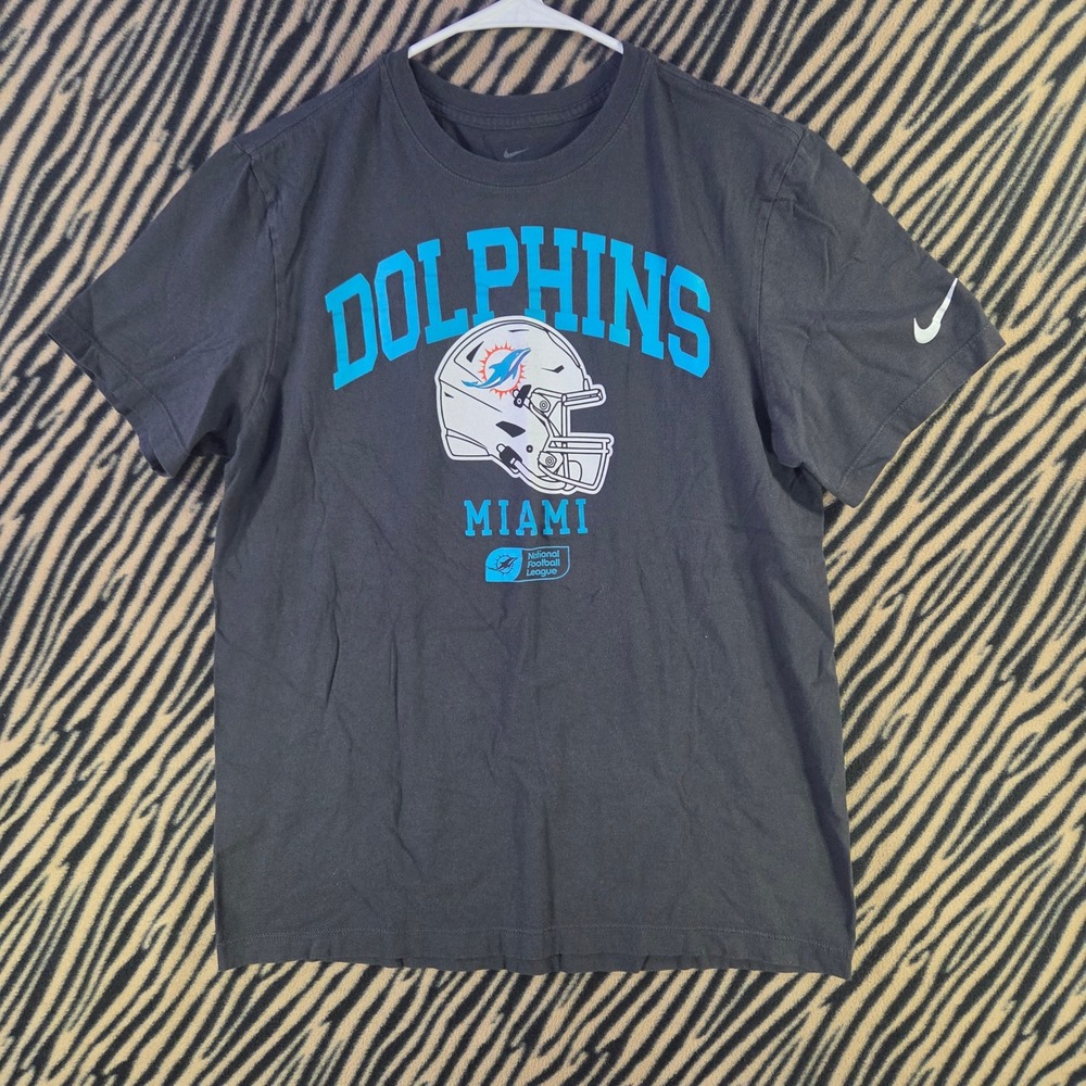 Nike Miami Dolphins NFL T-Shirt Mens Medium Charcoal Grey Short Sleeve Graphic